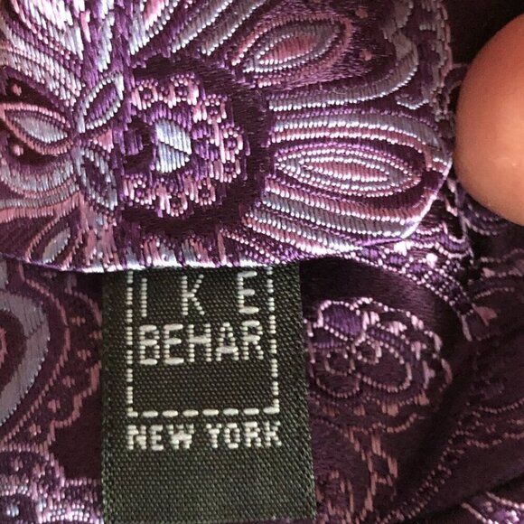 IKE BEHAR Mne's Silk Necktie Purple Pink & Blue Paisley Floral Tie NEW - Picture 9 of 9